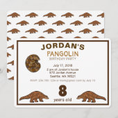 Pangolin Birthday Uitnodiging (Voorkant / Achterkant)