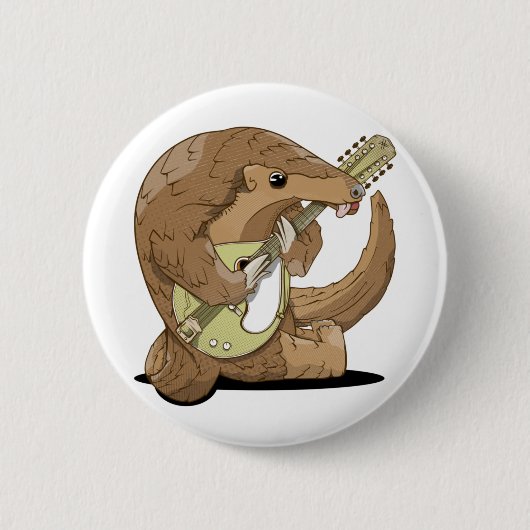 Pangolin die een mandolin speelt ronde button 5,7 cm (Voorkant)