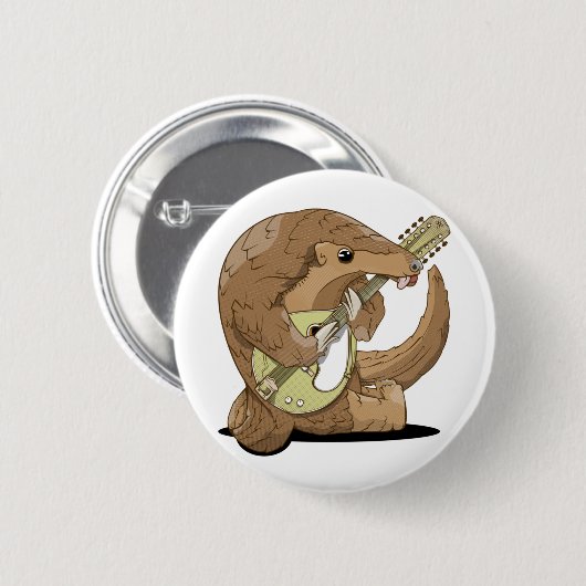 Pangolin die een mandolin speelt ronde button 5,7 cm (Voorkant /achterkant)
