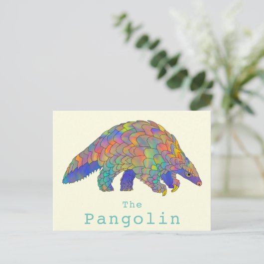 Pangolin Endangered Species Colorful Animal Art Briefkaart (Staand voorkant)