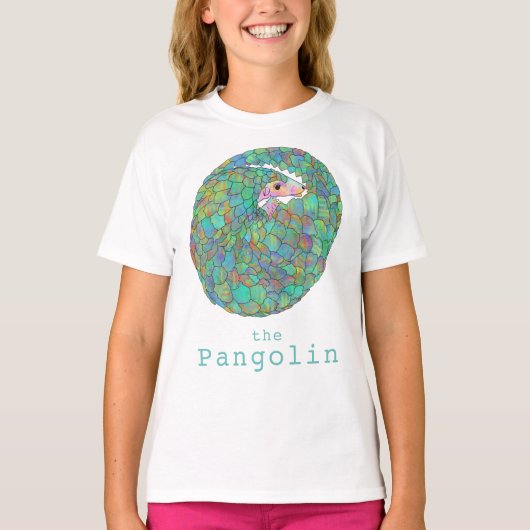 Pangolin Endangered Species Cute Animal Art Green T-shirt (Voorkant)