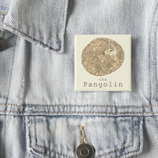 Pangolin Endangered Species Wildlife Animal Art Sq Vierkante Button 5,1 Cm