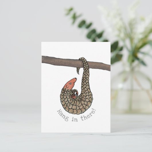 Pangolin 'hang in daar' briefkaart (Staand voorkant)