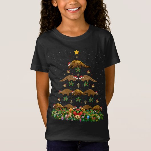 Pangolin - kerstboom - cadeaus voor kerstman met p t-shirt (Voorkant)