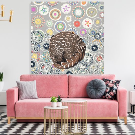 pangolin mandala canvas afdruk (Insitu (Woonkamer))