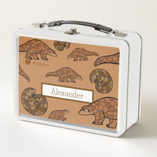 Pangolin met Naam Metalen Lunchbox (Voorkant)