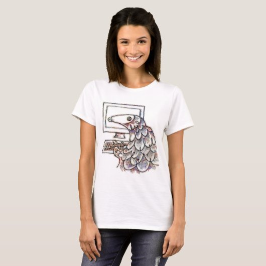 Pangolin op een computer t-shirt (Voorkant volledig)