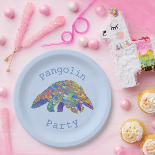 Pangolin Party Engevaarlijk Animal Activism Blue A Papieren Bordje (Feest)