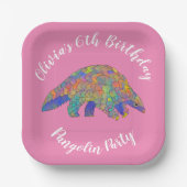 Pangolin Party Roze Papieren Bordje (Voorkant)