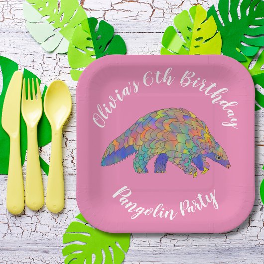 Pangolin Party Roze Papieren Bordje