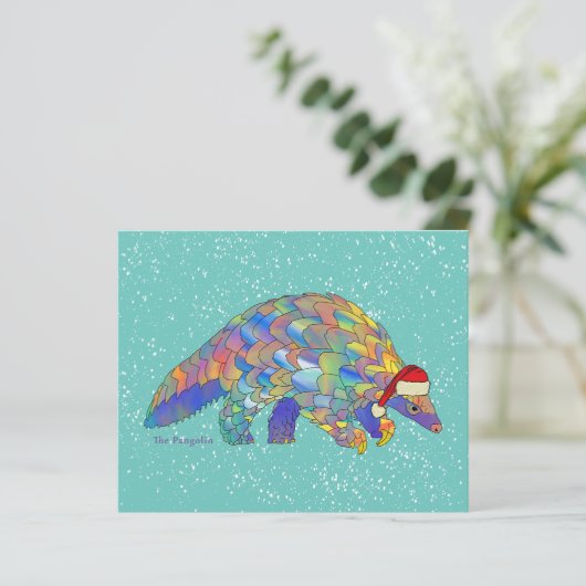 Pangolin Santa Cute Endangered Species Budget (Staand voorkant)