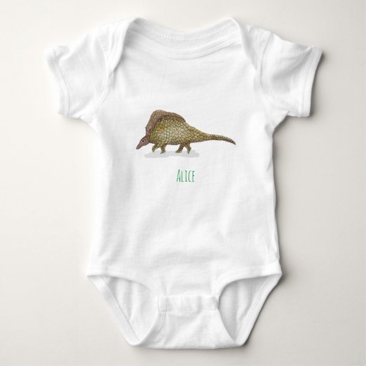 Pangolin uit één stuk baby bodysuit, met babynaam romper (Voorkant)