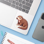 Pangolin Vriend Uitsnede Sticker (Laptop met iPhone)