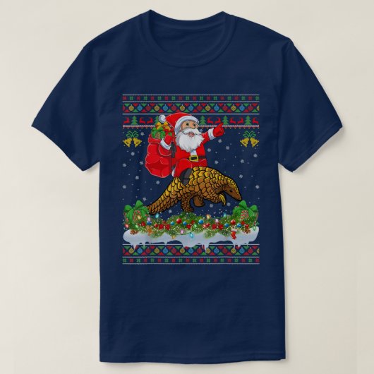 Pangolin Xmas Pajamas Ugly Santa Riding Pangolin C T-shirt (Design voorkant)