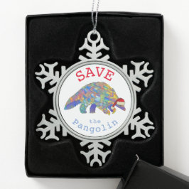 Pangolins Cute Santa opslaan Tin Sneeuwvlok Ornament