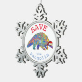 Pangolins Cute Santa opslaan Tin Sneeuwvlok Ornament (Rechts)