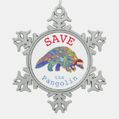 Pangolins Cute Santa opslaan Tin Sneeuwvlok Ornament (Voorkant)