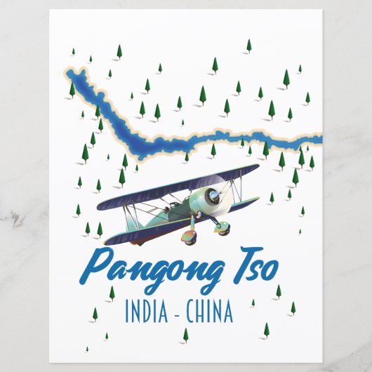 Pangong Tso India China map poster. (Voorkant)
