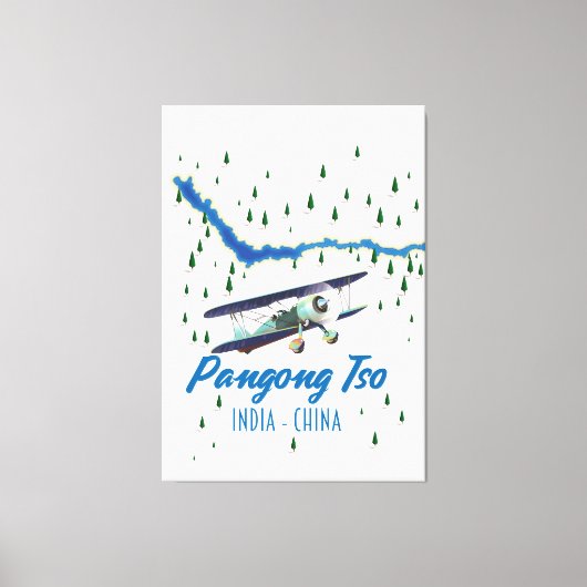 Pangong Tso India China map poster. Canvas Afdruk (Voorkant)