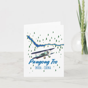 Pangong Tso India China map poster. Feestdagen Kaart