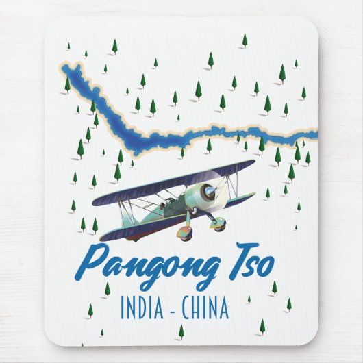 Pangong Tso India China map poster. Muismat (Voorkant)