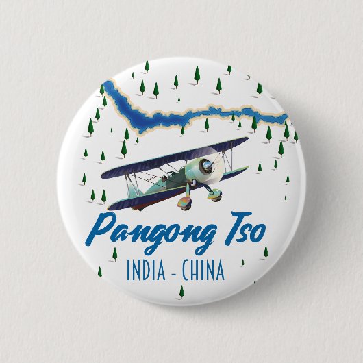 Pangong Tso India China map poster. Ronde Button 5,7 Cm (Voorkant)