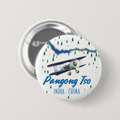Pangong Tso India China map poster. Ronde Button 5,7 Cm (Voorkant /achterkant)