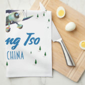 Pangong Tso India China map poster. Theedoek (Quarter Fold)