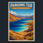 Pangong Tso Lake, Tibet Plateau, China Perfect Poster<br><div class="desc">Travel poster featuring Pangong Tso Lake, Tibet Plateau, China, in a classic retro travel-poster style. Central focus on the long high-altitude lake stretching across dramatic barren mountains, with striking bands of changing blue water reflecting the clear Himalayan sky. Rugged golden-brown hills and distant snow-touched peaks frame the lake under crisp...</div>
