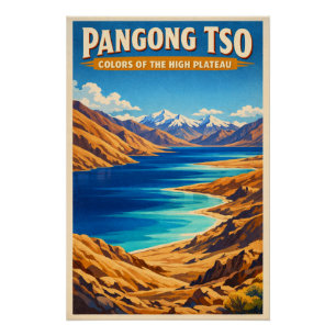 Pangong Tso-meer, Tibetaans Plateau, China Perfect Poster