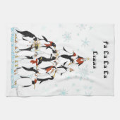 Panguins kerstboom Comic Illustratie Theedoek (Horizontaal)