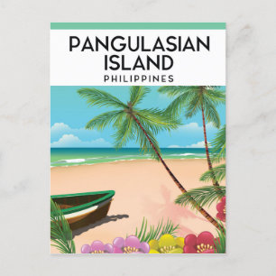 Pangulasian eiland strand reisposter. briefkaart