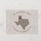Panhandle Brown Linen Heart Texas Moving Aankondigingskaart (Voorkant / Achterkant)
