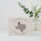 Panhandle Brown Linen Heart Texas Moving Aankondigingskaart (Staand voorkant)