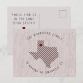 Panhandle Roos Linen Heart Texas Moving Aankondigingskaart (Voorkant / Achterkant)