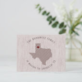 Panhandle Roos Linen Heart Texas Moving Aankondigingskaart (Staand voorkant)