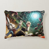 Panicked Bunny Falling Down The Rabbit Hole Accent Kussen (Voorkant)