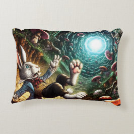 Panicked Bunny Falling Down The Rabbit Hole Accent Kussen