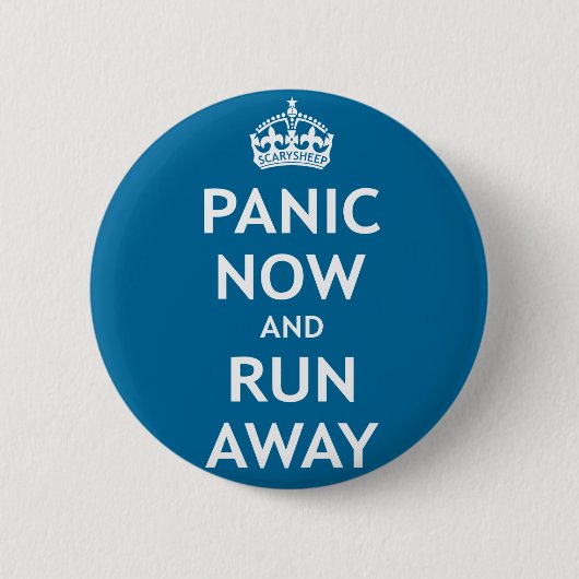 Paniek nu en onderweg ronde button 5,7 cm (Voorkant)