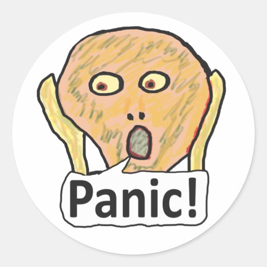 Paniek! Ronde Sticker (Voorkant)