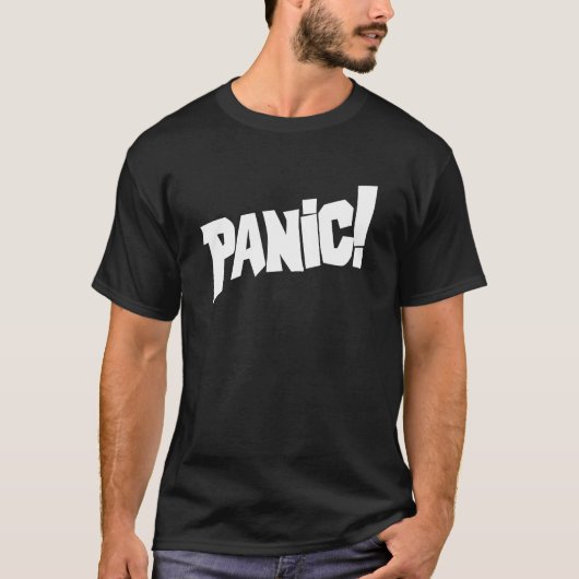 Paniek! tekst grafische slogan t-shirt (Voorkant)