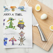 PaniekCartoon Aliens et Kitchen Towel niet Theedoek (Quarter Fold)