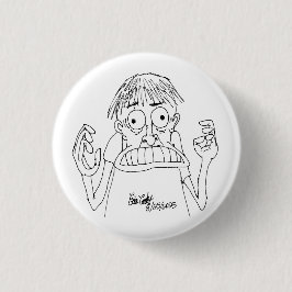 paniekerig cartoonpersonage ronde button 3,2 cm
