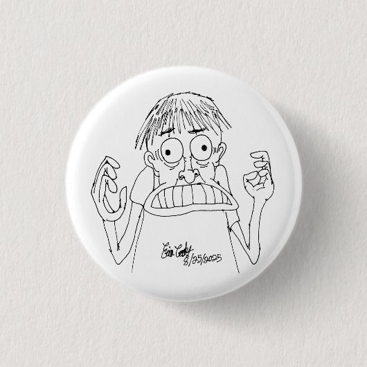 paniekerig cartoonpersonage ronde button 3,2 cm (Voorkant)