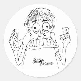 paniekerig cartoonpersonage ronde sticker