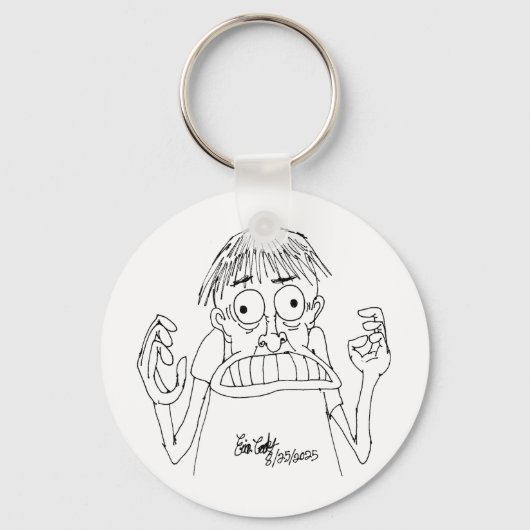 paniekerig cartoonpersonage sleutelhanger (Voorkant)