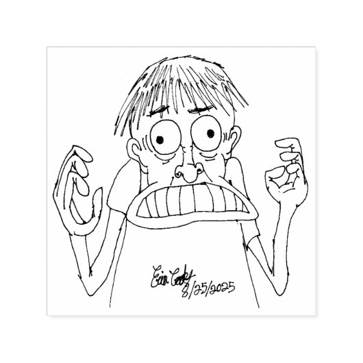 paniekerig cartoonpersonage zelfinktende stempel (Design)