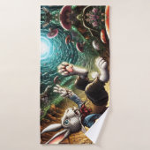 Paniekerig konijn dat in het konijnenhol valt badhanddoek (Badhanddoek)