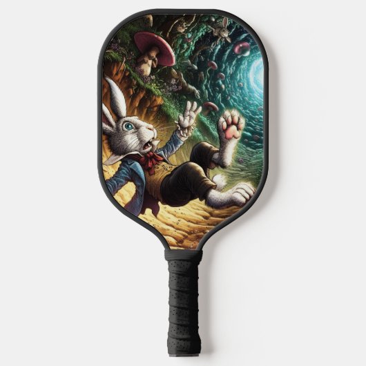 Paniekerig konijn dat in het konijnenhol valt pickleball paddle (Voorkant)