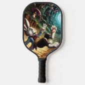 Paniekerig konijn dat in het konijnenhol valt pickleball paddle (Achterkant)